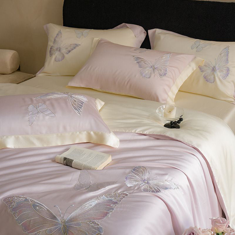 Besticktes Satin Bettbezug Set