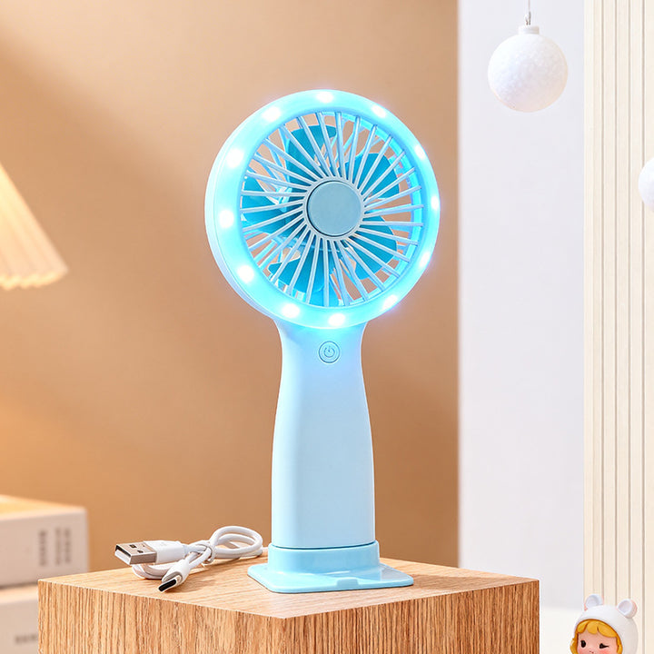 Damen Tragbarer Handventilator mit LED-Beleuchtung und USB-Ladefunktion Karnz
