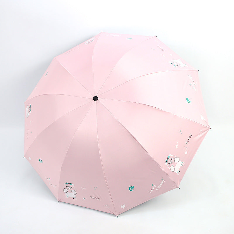 Damen Faltbarer Regenschirm mit niedlichem Panda-Motiv Karnz