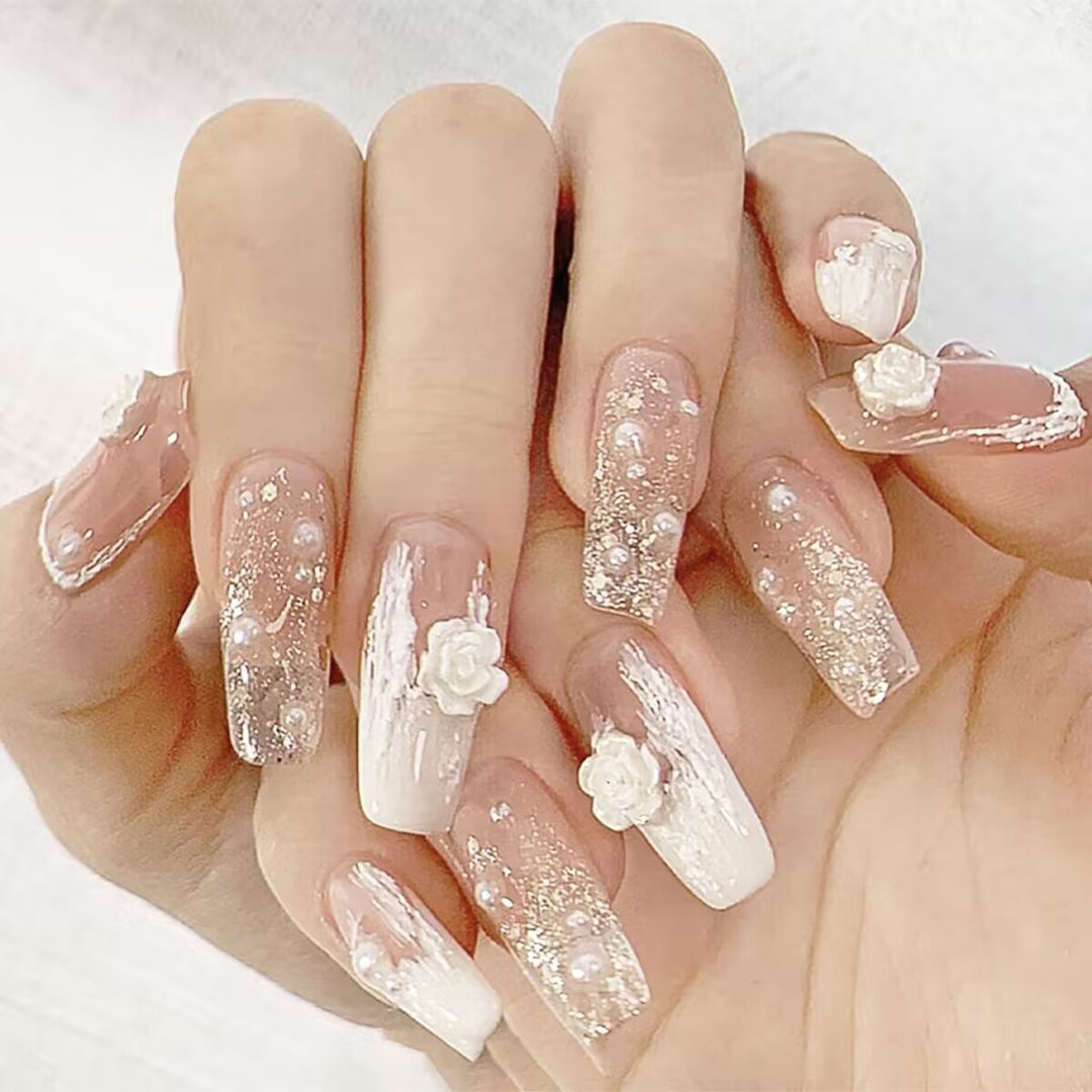 Floral Design Press-On Nail Set