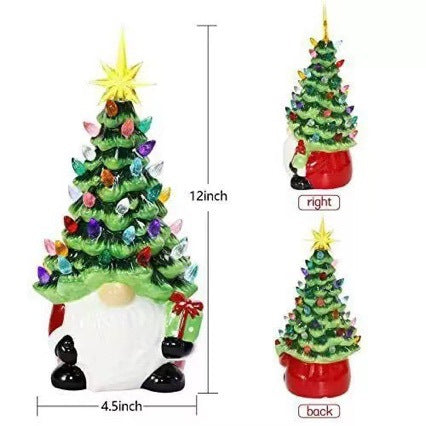 Weihnachtsmann Dekofigur mit Weihnachtsbaum Karnz
