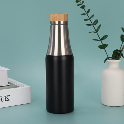 Damen edelstahl isolierte Trinkflasche mit Bambusdeckel Karnz