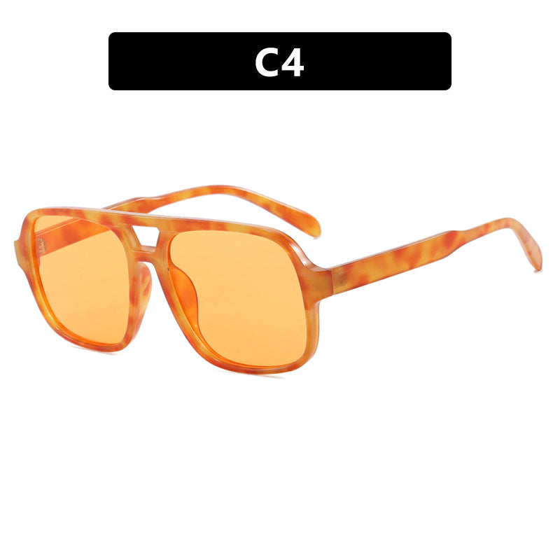 Damen moderne quadratische Sonnenbrille mit stylishem transparentem Rahmen Karnz