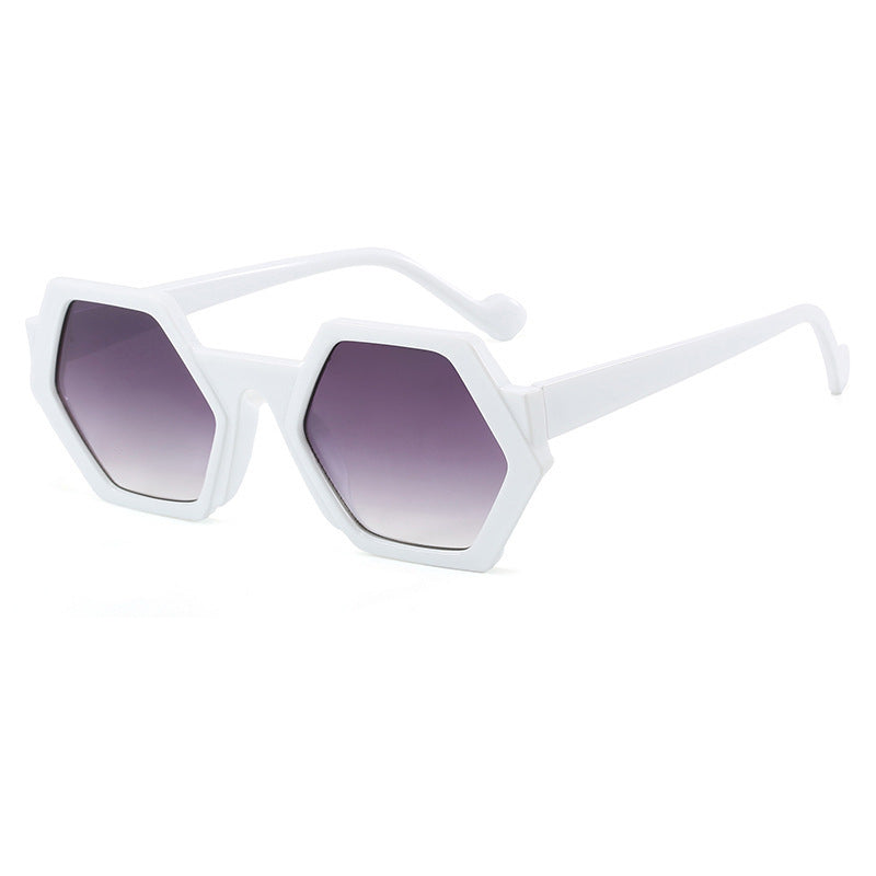Damen auffällige Sonnenbrille mit hexagonalem Rahmen und komfortablem Sitz Karnz