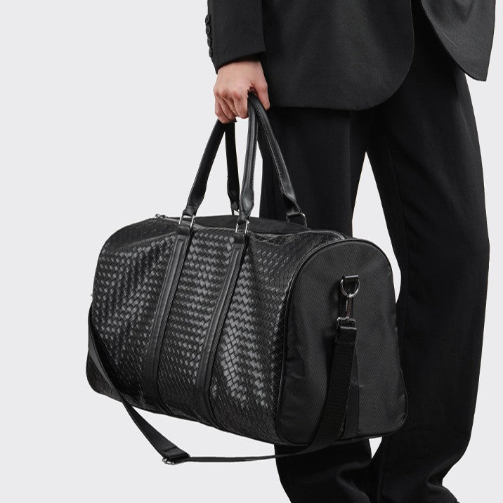 Premium gewebte Leder Wochenend-Duffel-Tasche Karnz