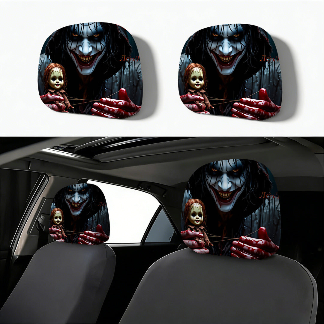 Auto-Kopfstützenbezug mit Retro-Horror-Motiv