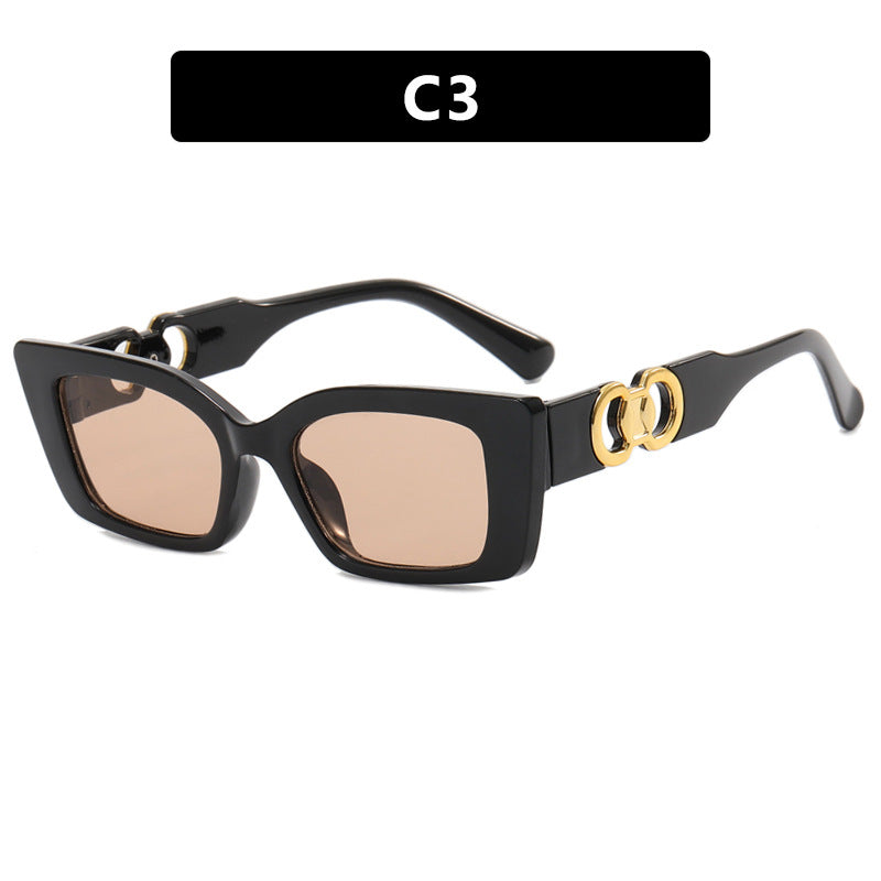 Damen modische quadratische Sonnenbrille mit goldenen Verzierungen Karnz