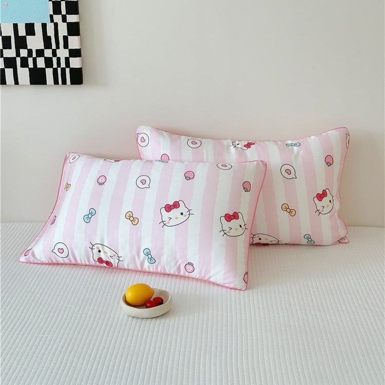 Kinder-Kissenbezug-Set aus Baumwollsatin mit Panda-Print und kariertem Design Karnz