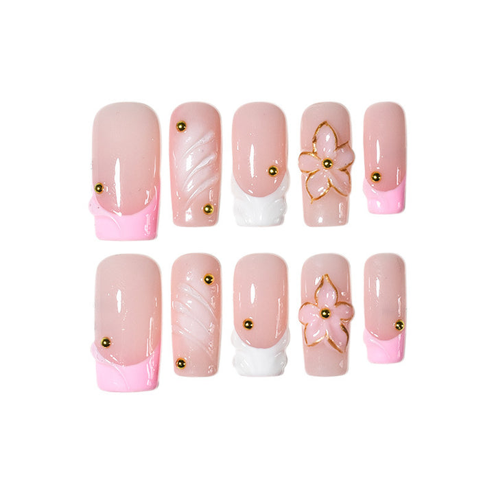 Luxuriöse Blumenmuster Nagelkunst Verlängerungen Karnz