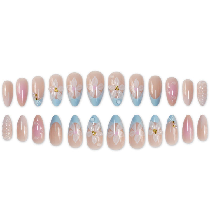 Künstlerisches florales Design Press-On Nagelset Karnz