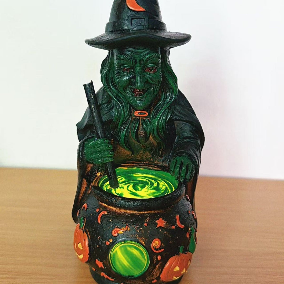 Dekorative Hexenfigur mit Kessel Karnz