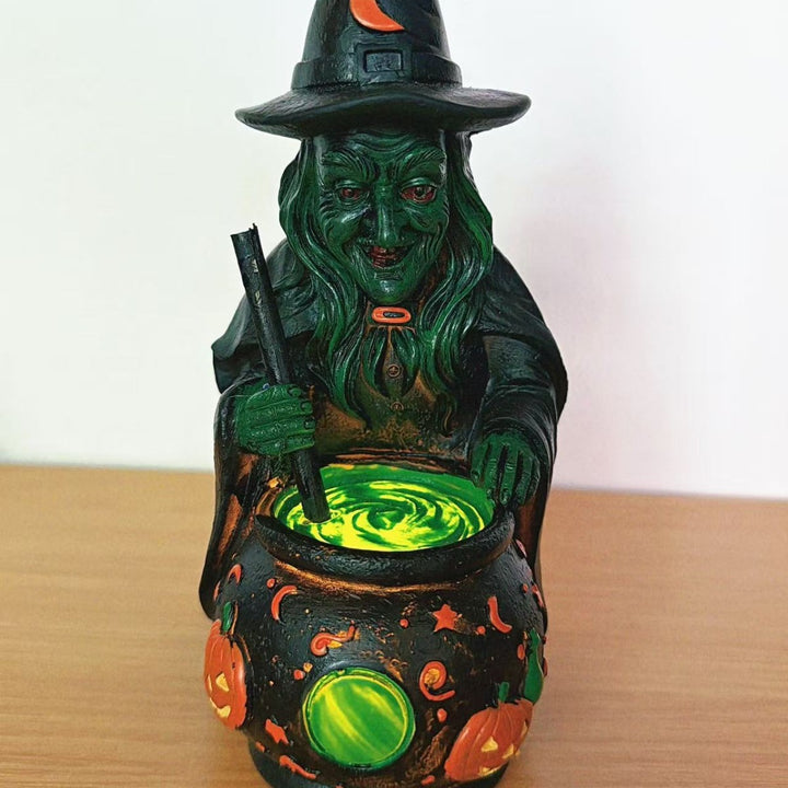 Dekorative Hexenfigur mit Kessel Karnz