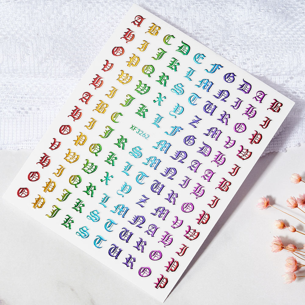 Dekorative Alphabet Nagelkunst Aufkleber