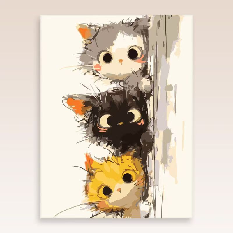 Verspielt Katzenporträt Wandkunst Karnz