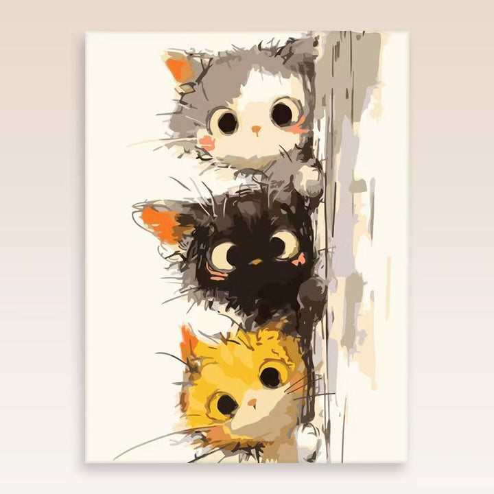 Verspielt Katzenporträt Wandkunst Karnz