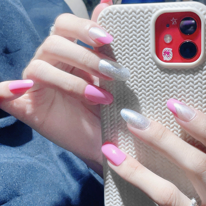 Press-On Nail Art Set mit Glitzer und Verlauf-Finish