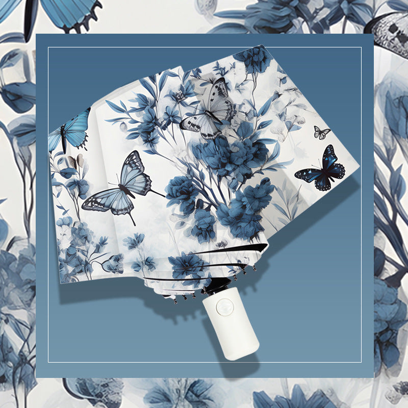 Damen eleganter Regenschirm mit floralen Design Karnz