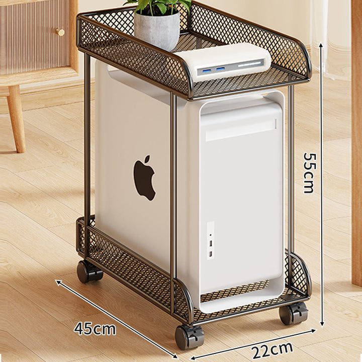 Untertisch-Roll-PC-Tower-Ständer mit Netzablage und verriegelbaren Rollen