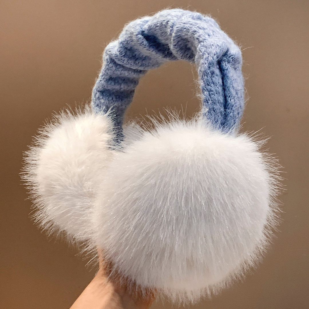Plüsch-Faux-Fur-Rund-Ohrmuffen mit gestepptem Kabelstrick-Stirnband Karnz
