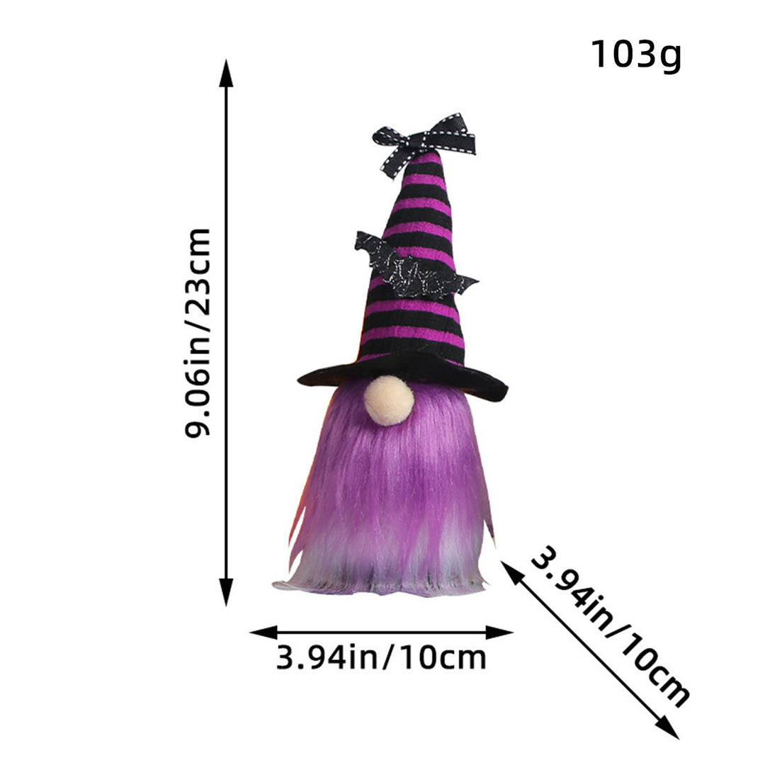 Halloween-Wichtel Dekofigur mit spitzem Hut und Kunstfellbart