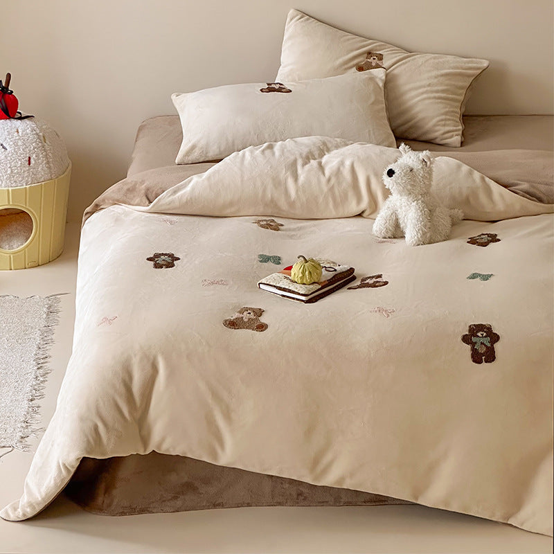 Soft-Touch Besticktes Dessert Appliqué Bettwäsche Set