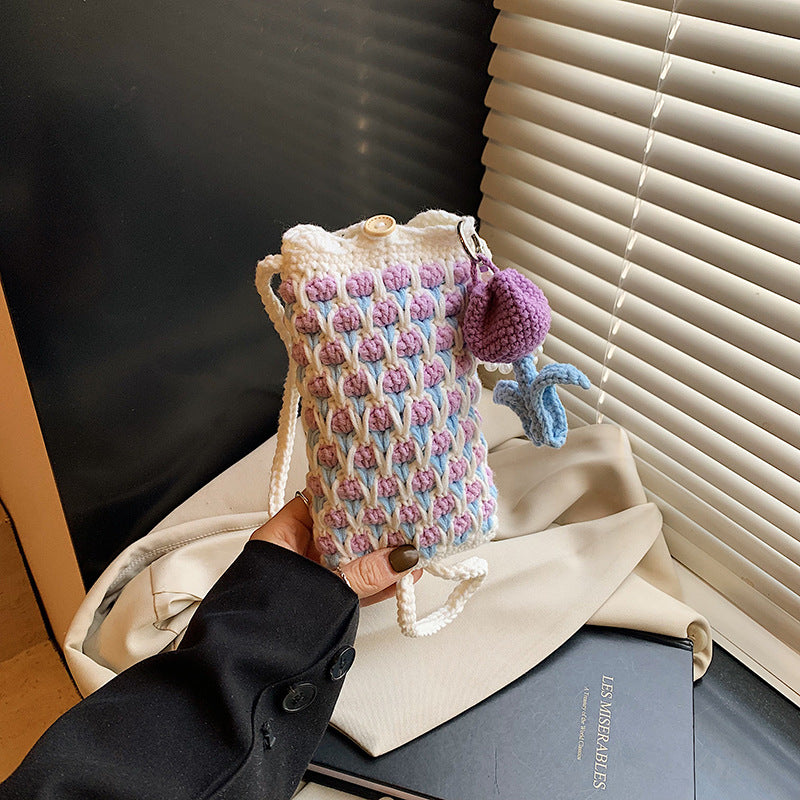 Häkelblumen-Themen Mini Tasche