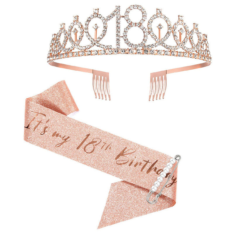 Damen Glitzernde Tiara mit personalisiertem 80. Geburtstagsschriftzug Karnz