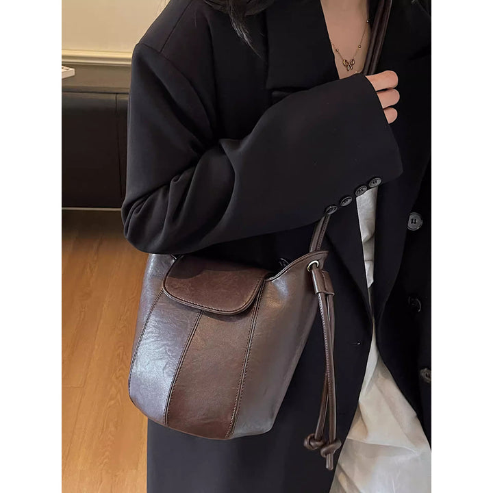 Vintage-inspirierte weiche Leder-Bucket Bag Karnz