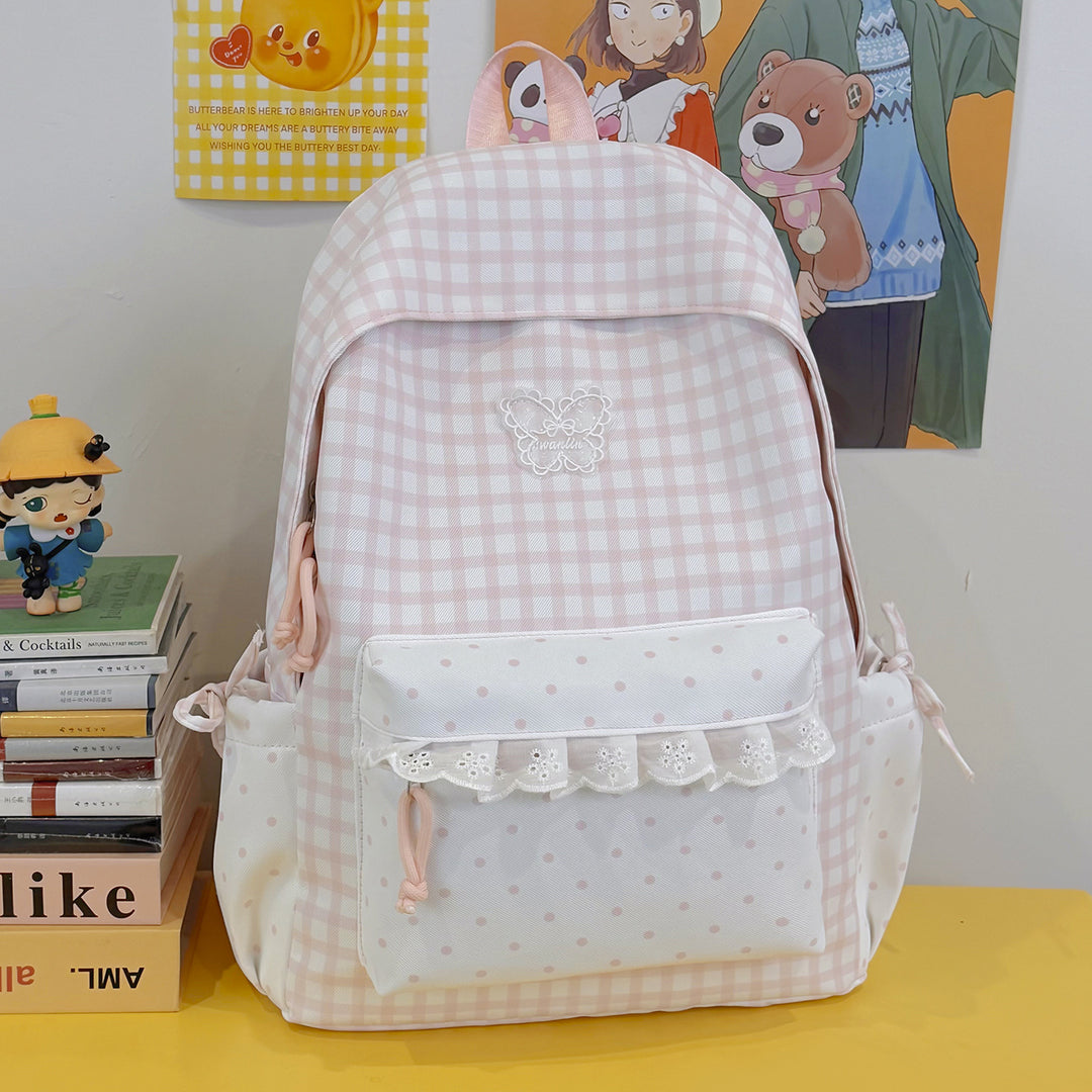 Spaß Gingham-Muster Rucksack Karnz