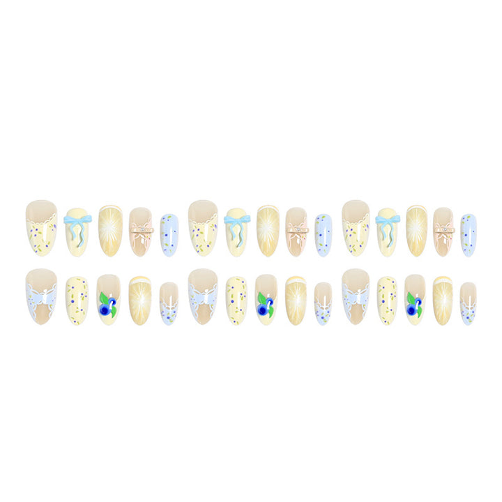 Kunstnagelset mit buntem Blumendesign und luxuriösen 3D-Verzierungen Karnz