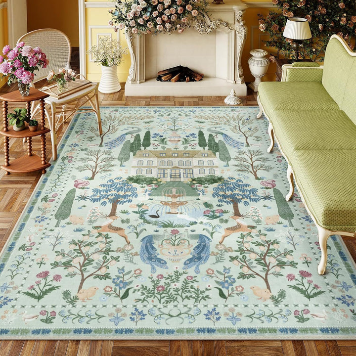Verschnörkelter Vogel Design Teppich