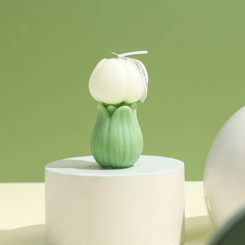 Handgegossene skulpturale Tulpenknospen Dekorationskerze
