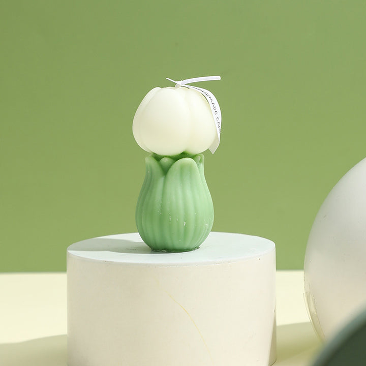 Handgegossene skulpturale Tulpenknospen Dekorationskerze