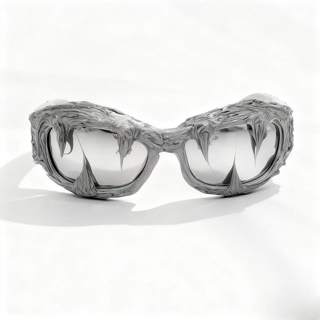 Damen futuristische Design-Sonnenbrille mit einzigartiger strukturierter Oberfläche Karnz