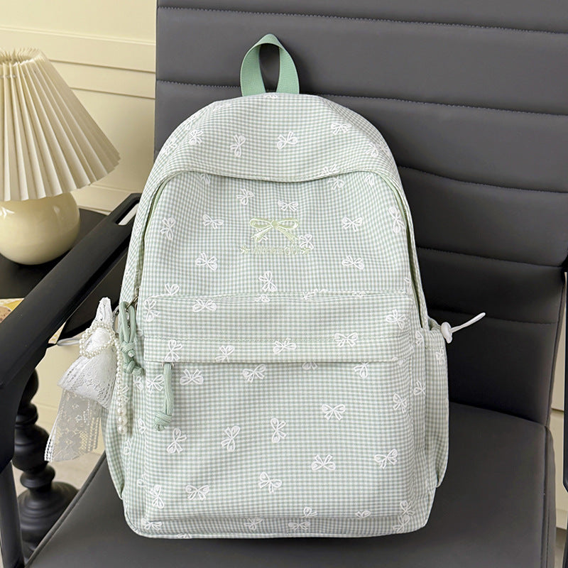 Charmanter Rucksack mit Schleifenverzierung im Gingham-Muster Karnz
