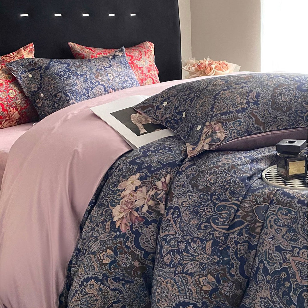 Luxuriös Wenden Paisley Baumwollsatin Bettbezug Set