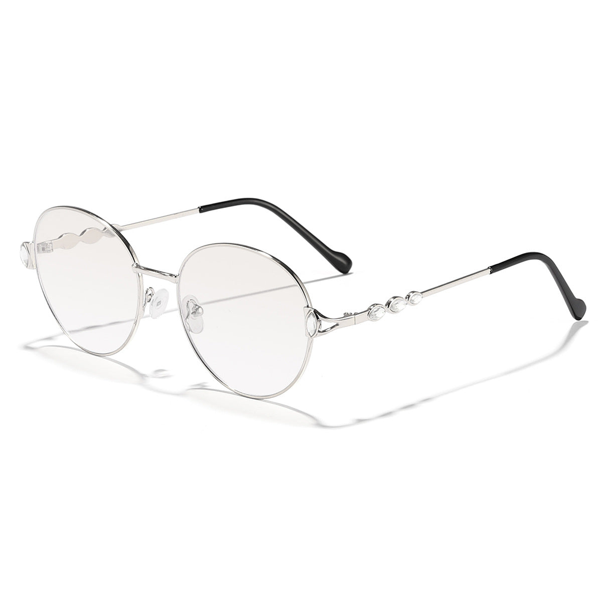 Damen runde Sonnenbrille mit elegantem Metallrahmen und verspiegelten Gläsern Karnz