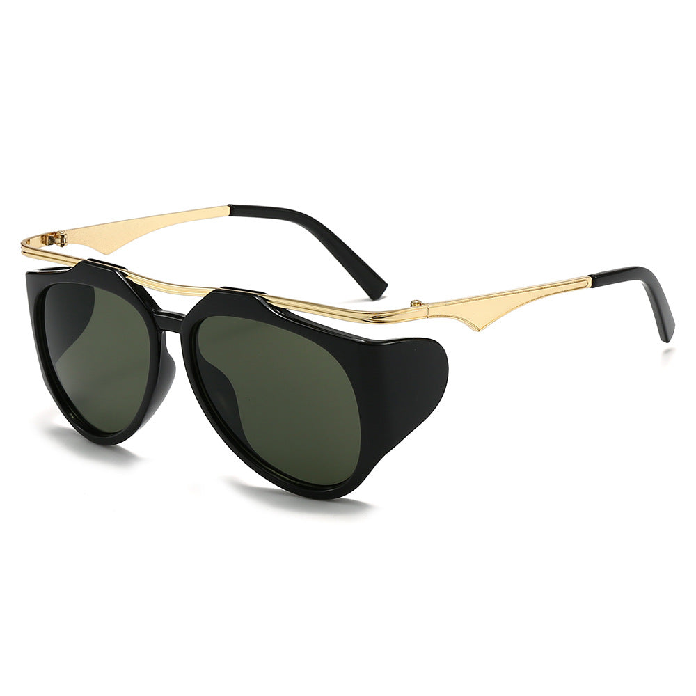 Damen Modische Sport-Sonnenbrille mit Oversized-Rahmen und goldenen Akzenten Karnz