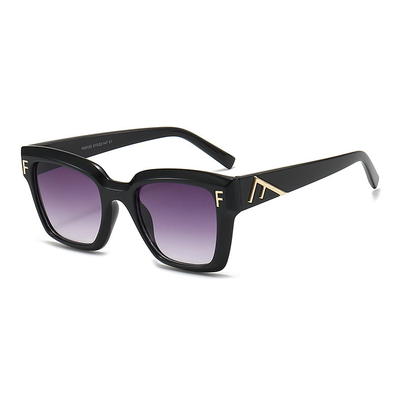 Damen modische quadratische Sonnenbrille mit goldenen Details Karnz