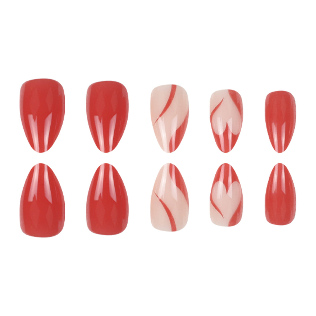 Elegante Stiletto Press-On Nägel mit künstlerischem Grafikdesign Karnz