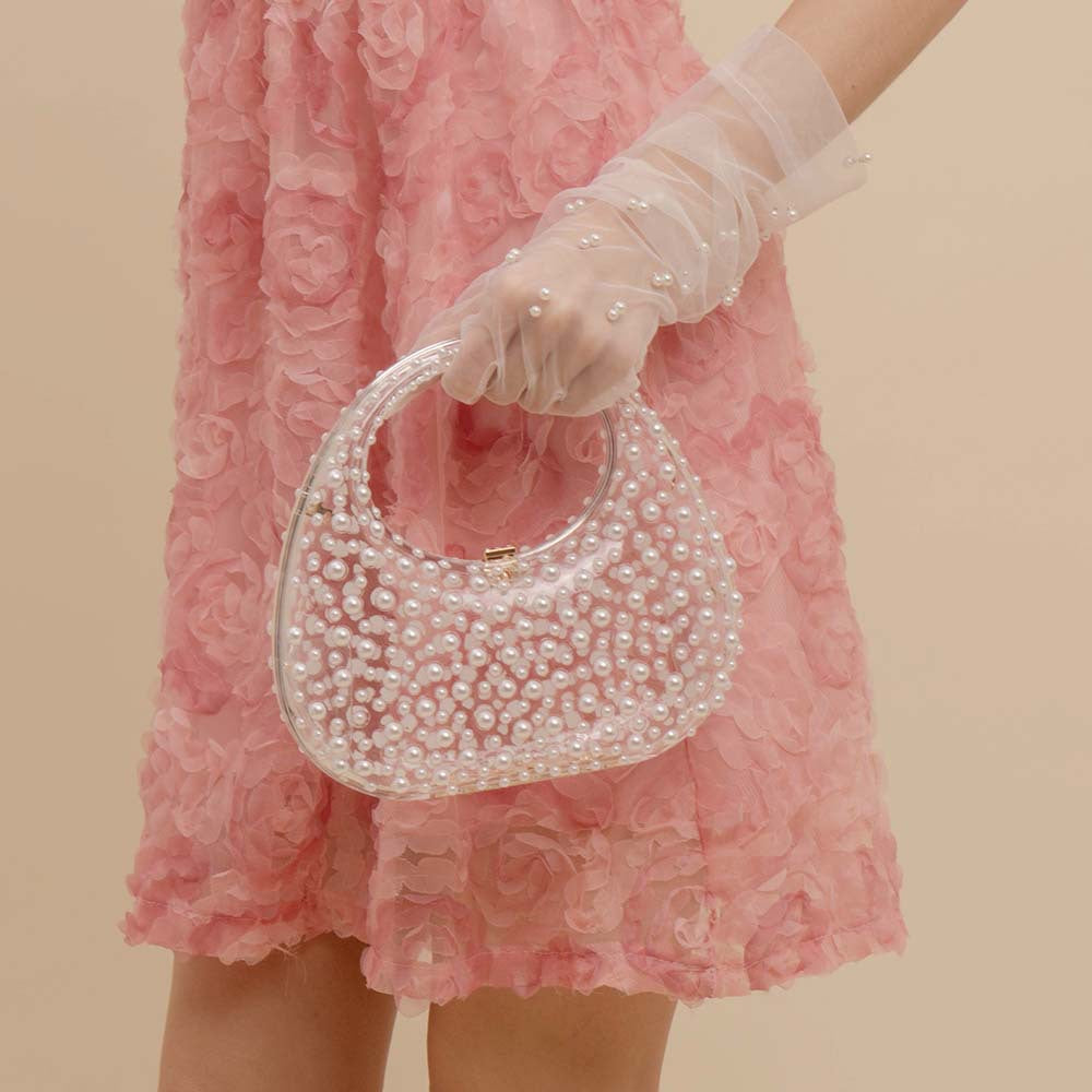 Perlenakzentierte Couture-Clutch