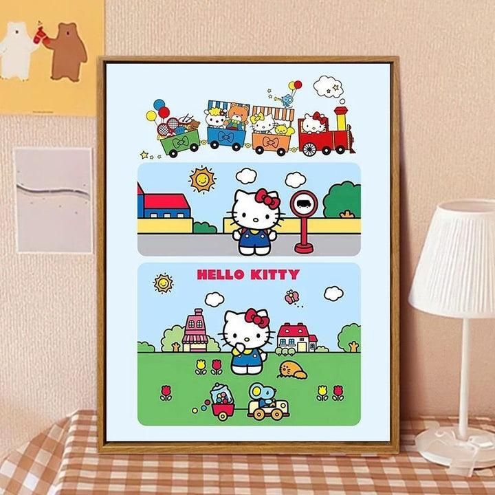 Hello Kitty-inspirierte Cartoon-Wandkunst Druck Karnz