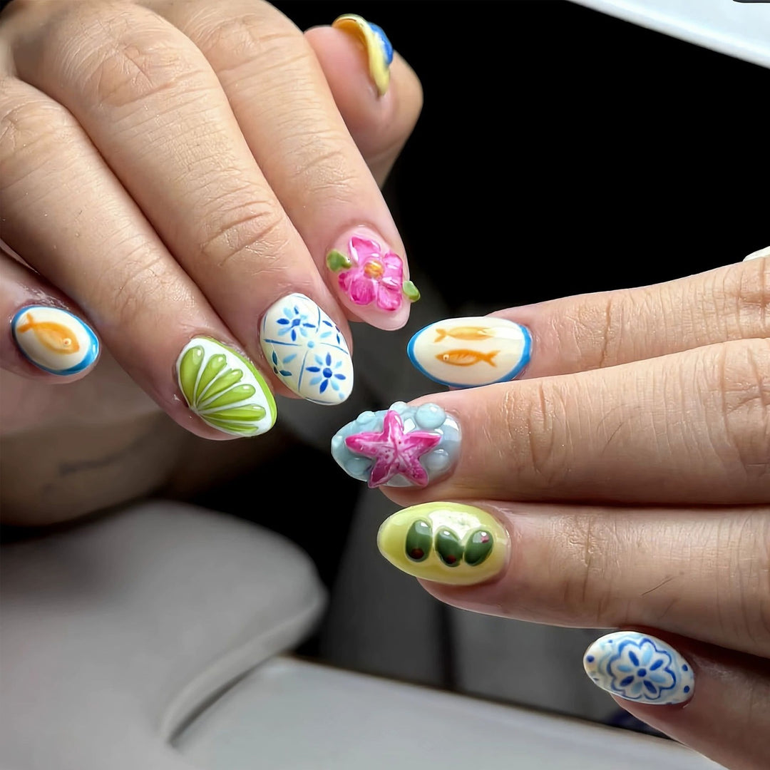 Künstlerisches dekoratives Press-On Nagelset