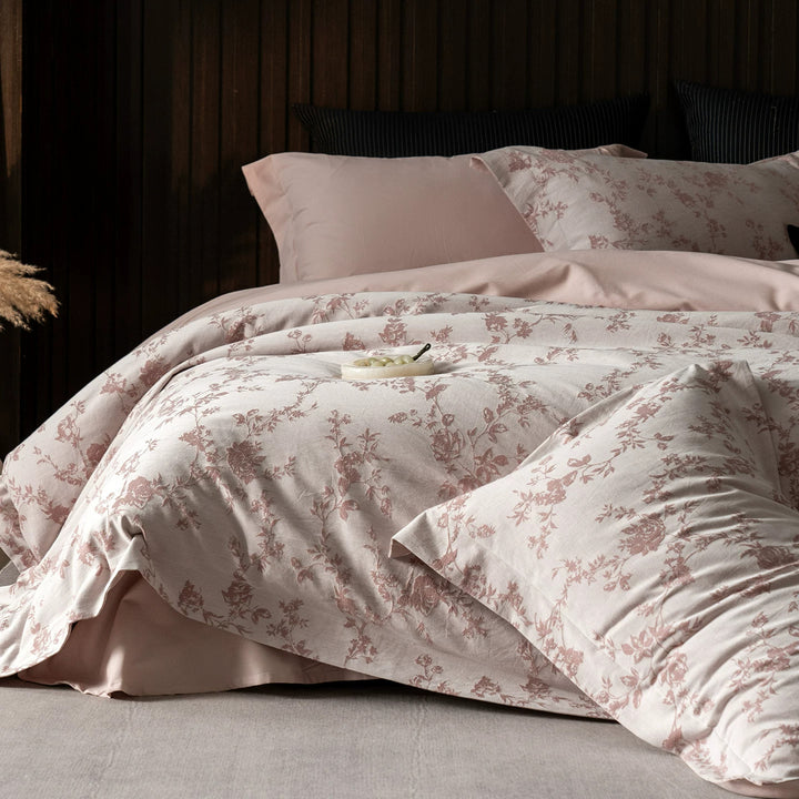 Luxus Baumwollsatin Wendebettbezug Set mit scrollendem Jacquarddruck und maßgeschneideter Säume