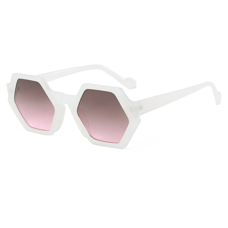 Damen auffällige Sonnenbrille mit hexagonalem Rahmen und komfortablem Sitz Karnz