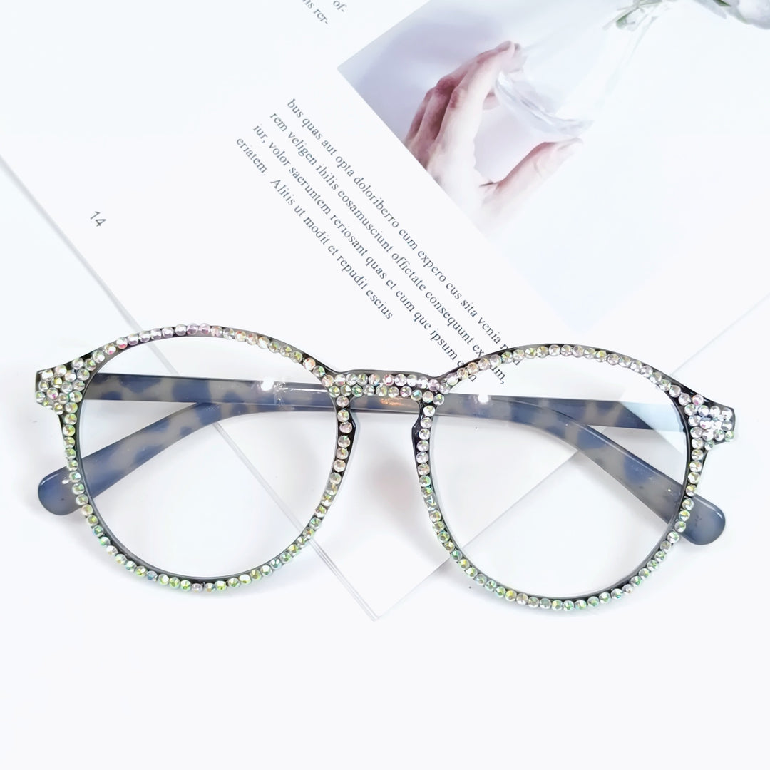 Damen Stylische Katzenaugen-Brille mit funkelndem Strassbesatz Karnz