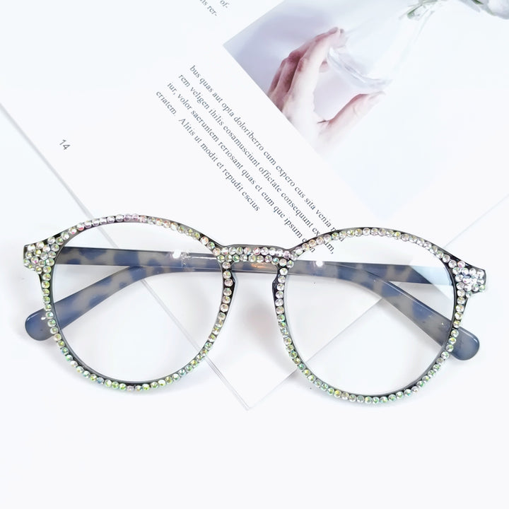 Damen Stylische Katzenaugen-Brille mit funkelndem Strassbesatz Karnz