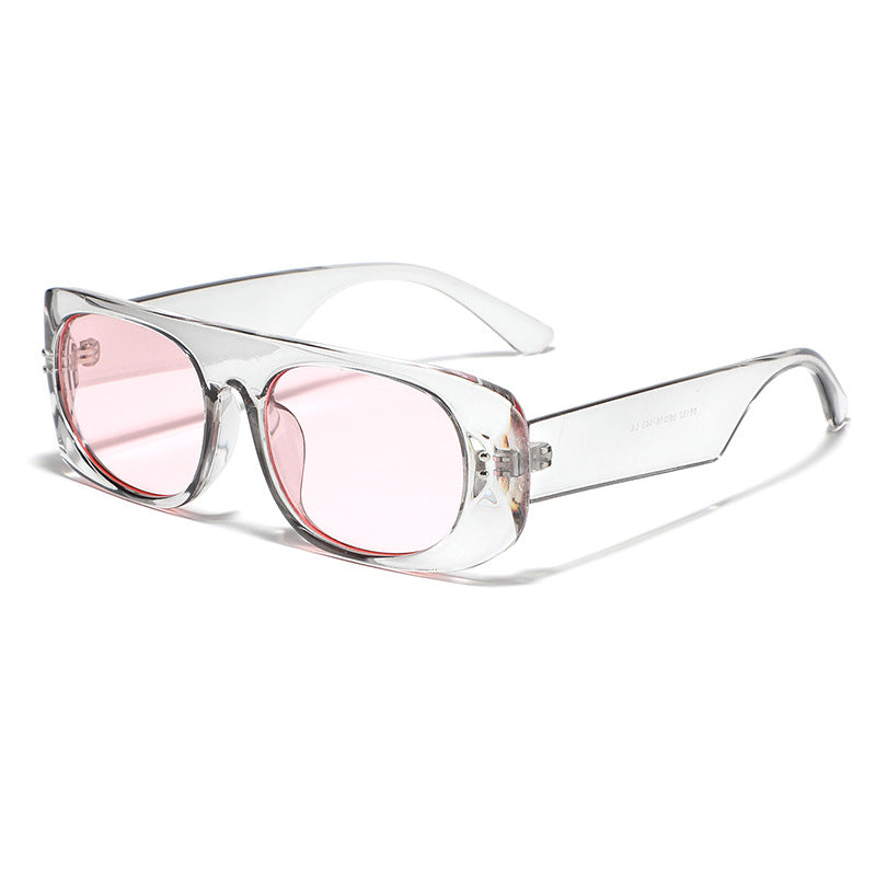 Damen modische Sonnenbrille mit transparentem und geometrischem Rahmen Karnz