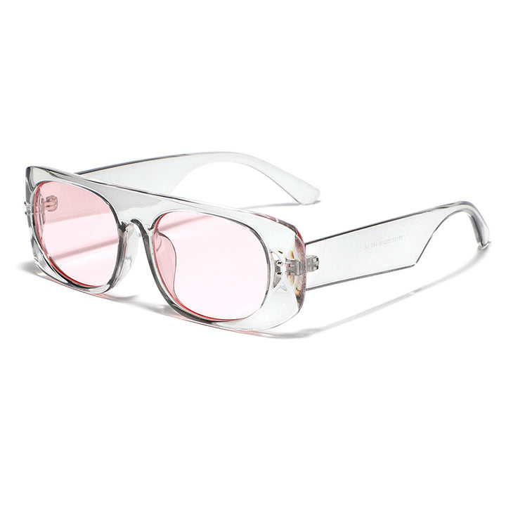 Damen modische Sonnenbrille mit transparentem und geometrischem Rahmen Karnz