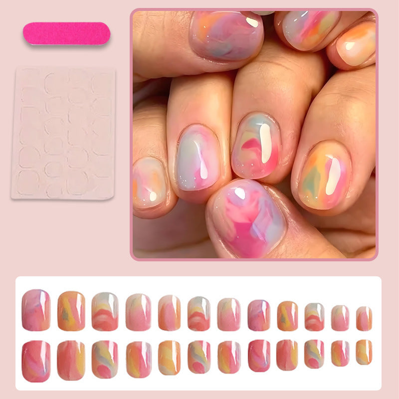 Kunstnagelset mit bunten Marmor-Designs Karnz